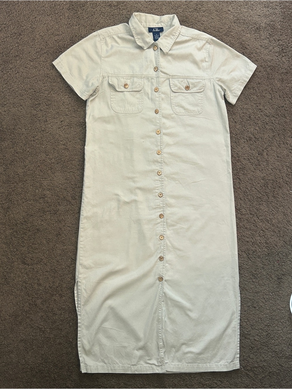 CB casual Cream Button-Down Shirt Dress